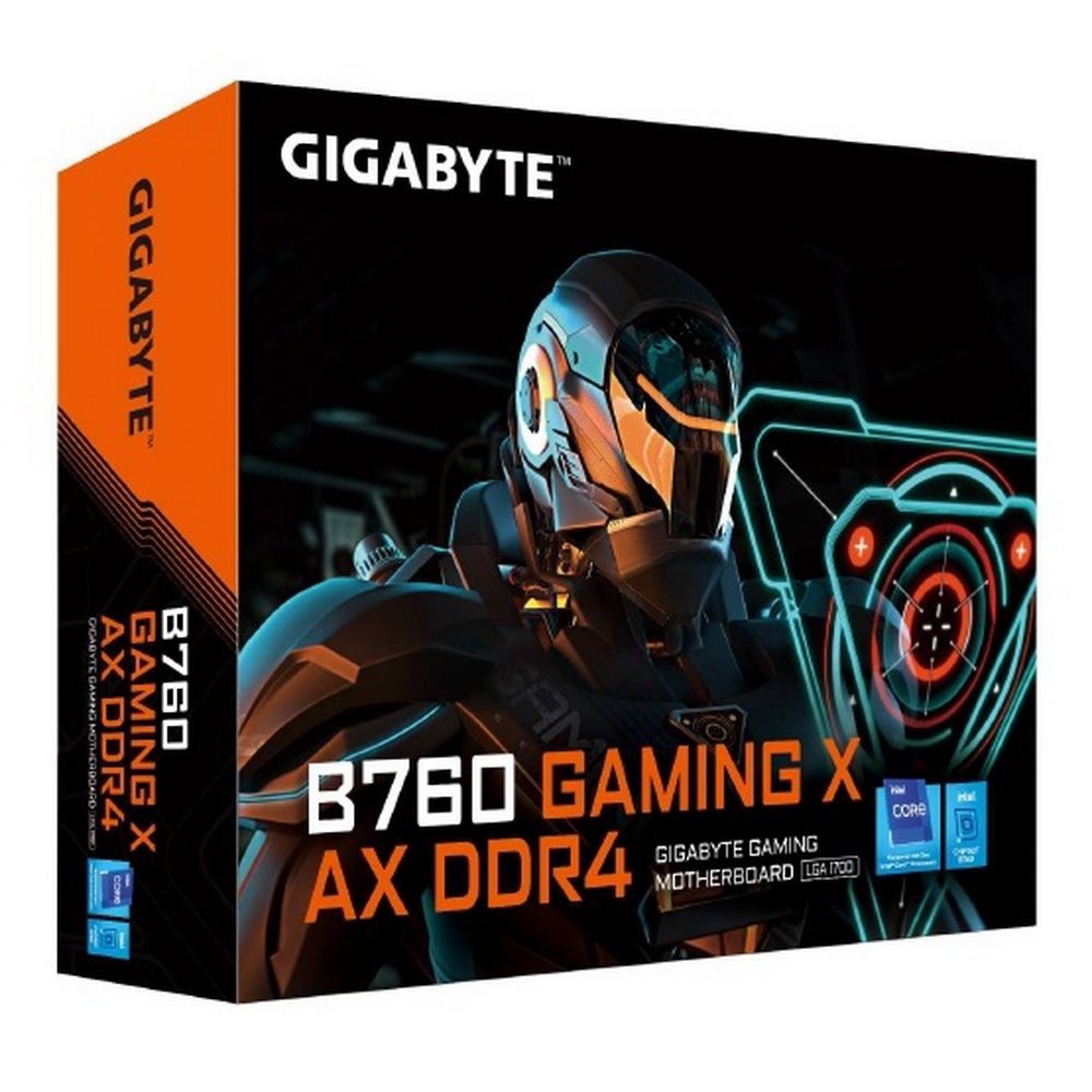 Материнская плата Gigabyte B760 GAMING X AX DDR4, Socket 1700, Intel®B760, 4xDDR4-3200, HDMI+DP, 3xPCI-Ex16, 4xSATA3(RAID 0/1/5/10), 3xM.2, 8Ch Audio, 2.5GLan, WiFi, (4+4)xUSB2.0, (4+2)xUSB3.2, (0+1)xUSB3.2 Type-C™, ATX, RTL