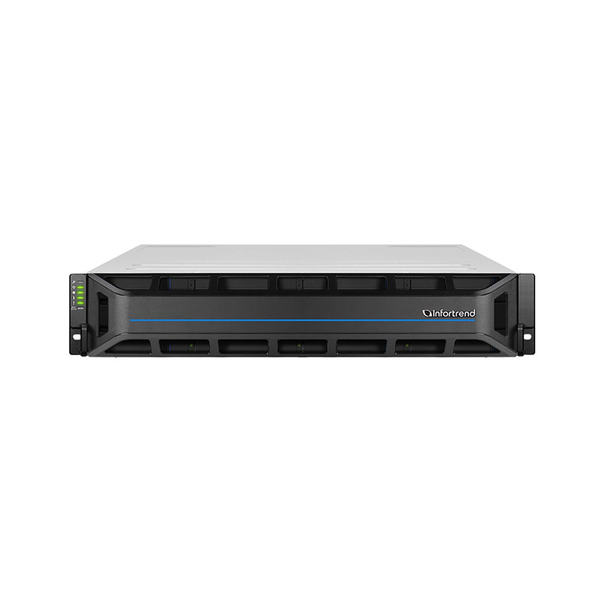 Платформа СХД Infortrend EonStor GSE201200000D-8U32 (12x3.5, 2U, Single controller System incl: 2x4GB Cache, 4x1GbE iSCSI ports RJ-45, 2x host board slots, 1x 12Gb SAS Ext Port, 2x(PSU 460W+FAN Module), Rackmount kit)