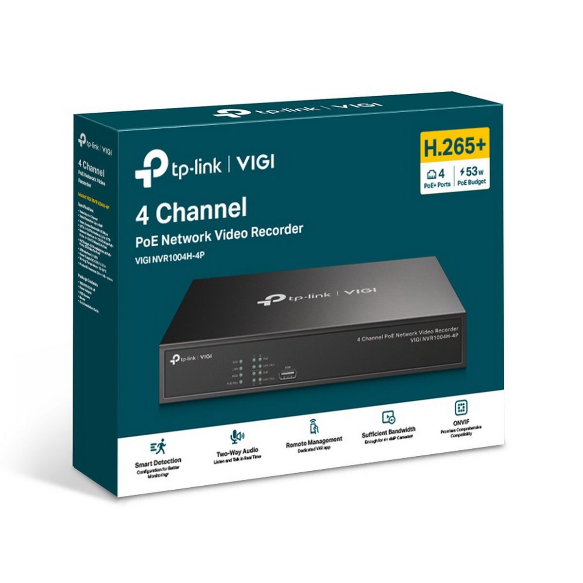 Видеорегистратор TP-LINK VIGI NVR1004H-4P 4-канальный сетевой видеорегистратор PoE