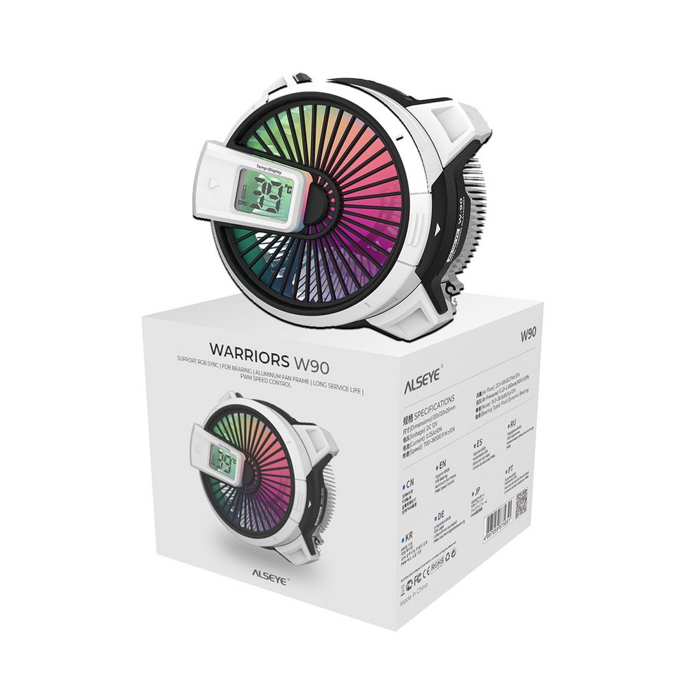 Вентилятор ALSEYE W90 Socket: Intel LGA1700/1200/115X,Product Dimensions: 102x100x82mm,Heat column Height: 40mm,Fan Dimensions: 90x90x25mm,Voltage: DC 12V, Current: 0.155A±10%,Fan Speed: 900-3000RPM±10%