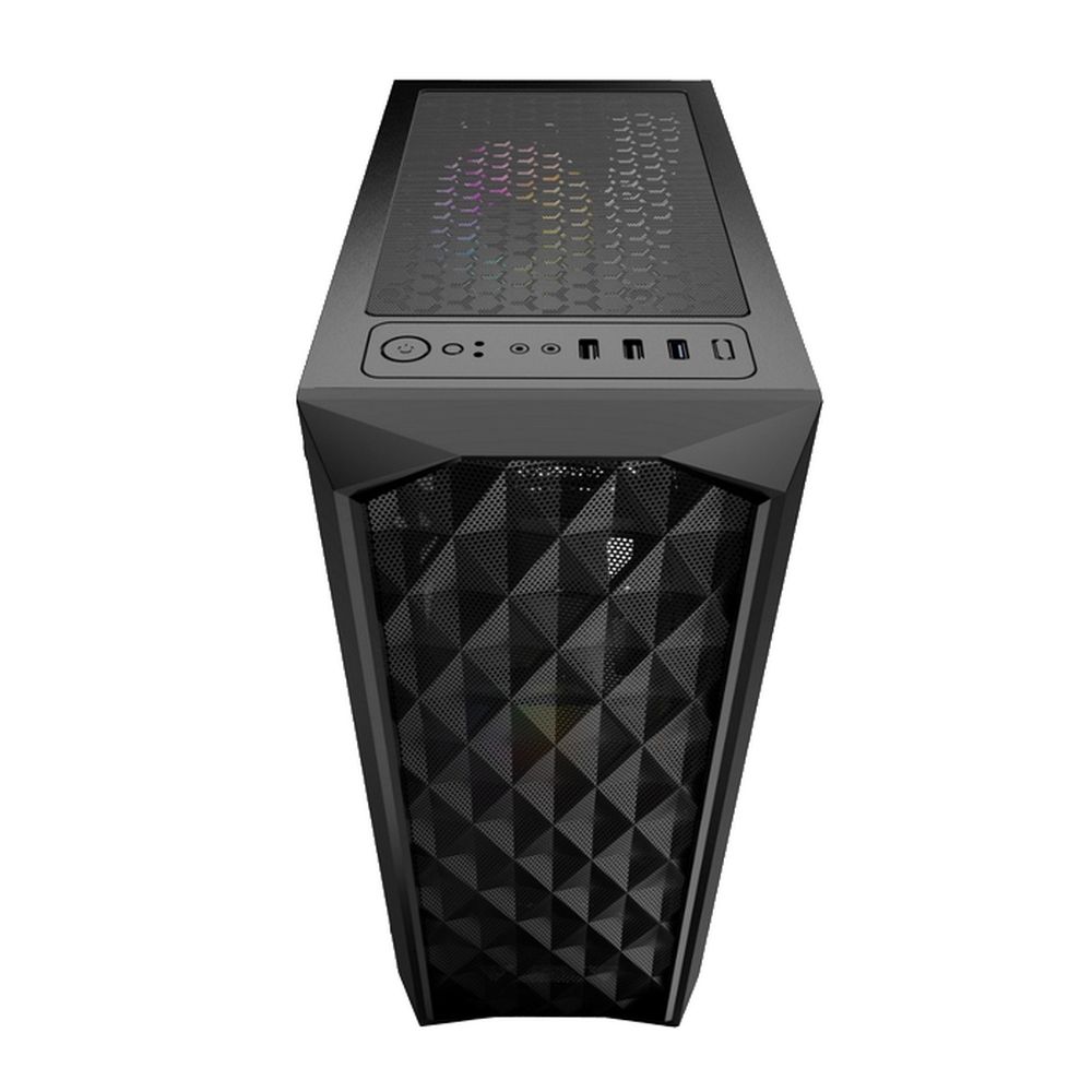 Корпус Powercase Diamond Mesh LED, Tempered Glass, 1x 120mm 5-color fan, чёрный, ATX (CMDM-L1)