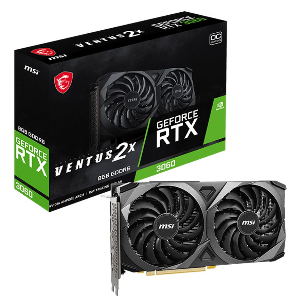 Видеокарта MSI RTX3060 VENTUS 2X 8G OC 8GB GDDR6 128bit HDMI 3xDP RTL (029063)