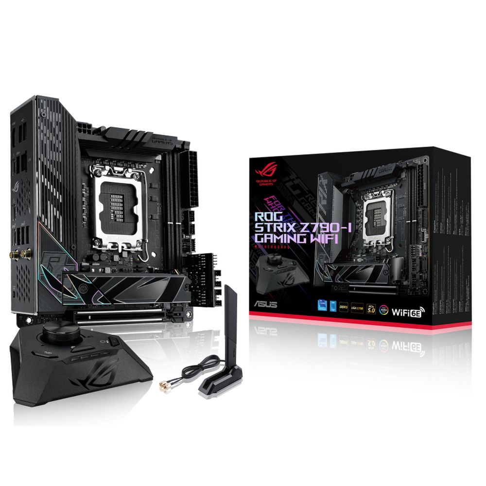 Материнская плата ASUS ROG STRIX Z790-I GAMING WIFI LGA1700 mini-ITX 2xDDR5 PCIEx16 2xM.2 2xThunderbolt HDMI 2.5GLAN Wi-Fi 6E (90MB1CM0-M0EAY0)