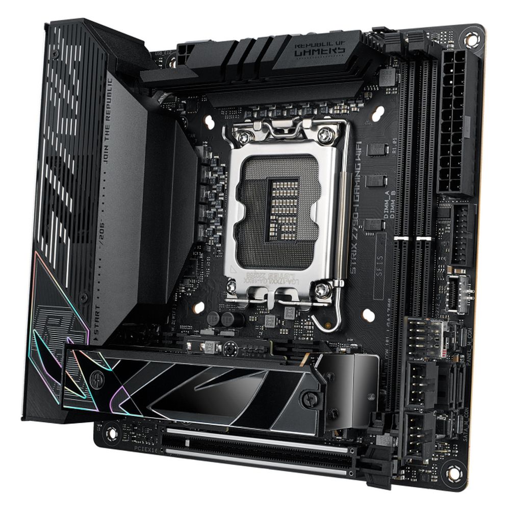 Материнская плата ASUS ROG STRIX Z790-I GAMING WIFI LGA1700 mini-ITX 2xDDR5 PCIEx16 2xM.2 2xThunderbolt HDMI 2.5GLAN Wi-Fi 6E (90MB1CM0-M0EAY0)