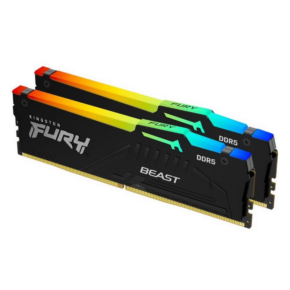 Комплект модулей памяти Kingston 64GB DDR5 5200 DIMM FURY Beast RGB XMP Gaming Memory KF552C40BBAK2-64 Non-ECC, CL40, 1.25V KF552C40BBAK2-64 Non-ECC, CL40, 1.25V, 2RX8 (Kit of 2) 288-pin 16Gbit, RTL