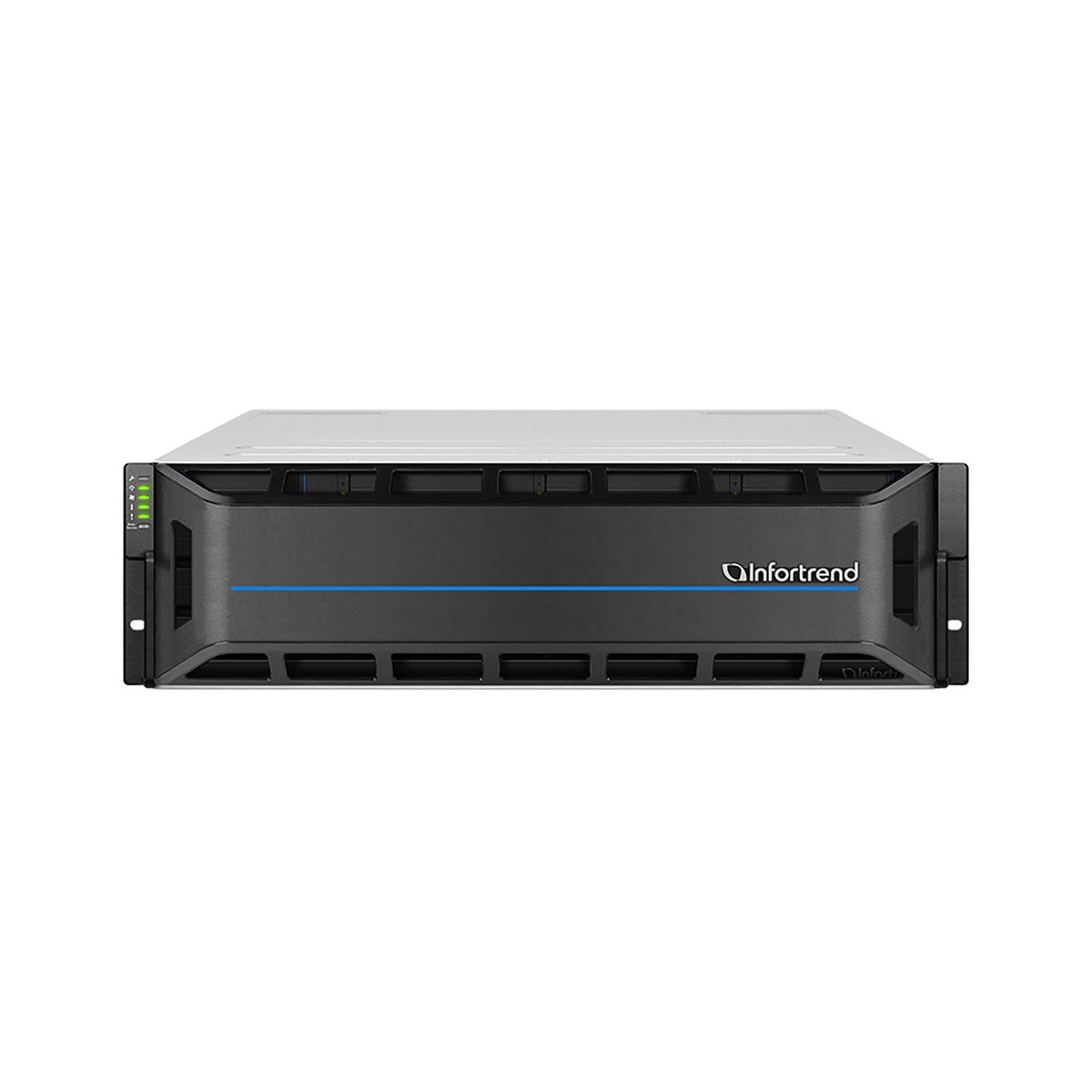 Платформа СХД Infortrend EonStor GS2016RTC0F0D-8U32 (16x3.5, 3U, High IOPS, Dual Redundant Controller incl: 4x4GB Cache, 8x1Gb iSCSI RJ-45, 4 FREE host board slots, 2x12Gb SAS ext ports, 2x(PSU 460W +FAN/SuperCap.+Flash module), Rackmount kit)