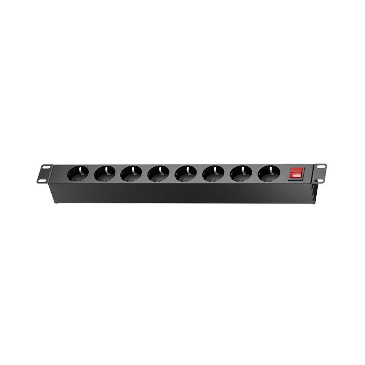 Блок розеток C3Solution Блок распределения питания PDU C3 горизонтальный, 1U, 1 фаза, 16А, Schuko-8, с выключателем, вх.Schuko, кабель 1,8м