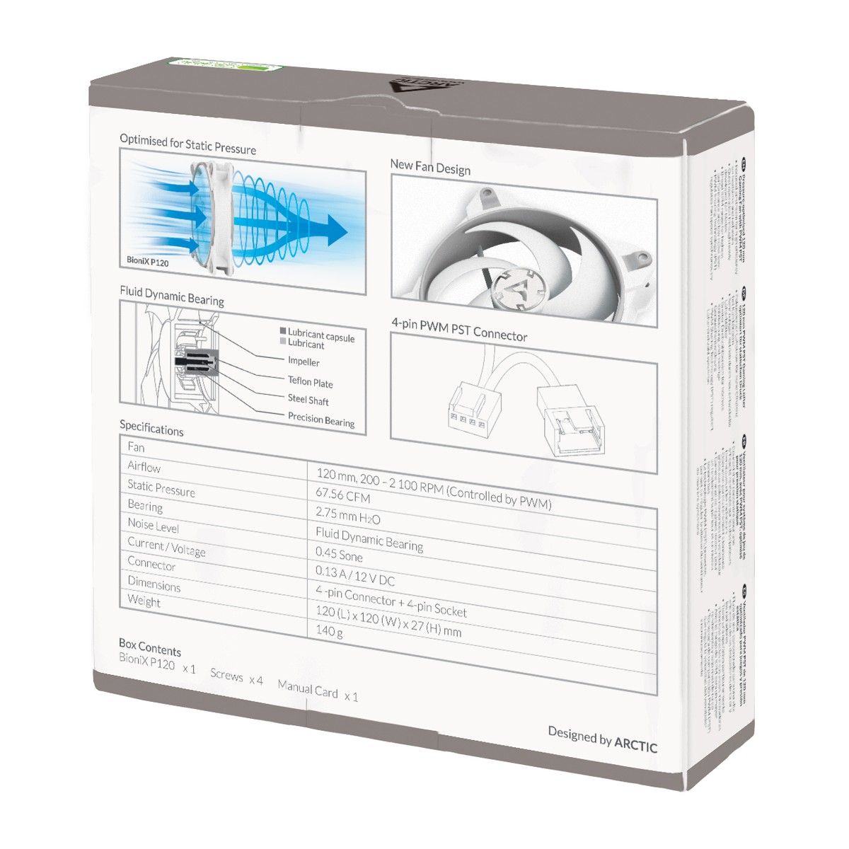 Вентилятор Arctic Cooling ARCTIC BioniX P120 (Grey/White) PWM 200 - 2100 RPM - retail (ACFAN00167A)