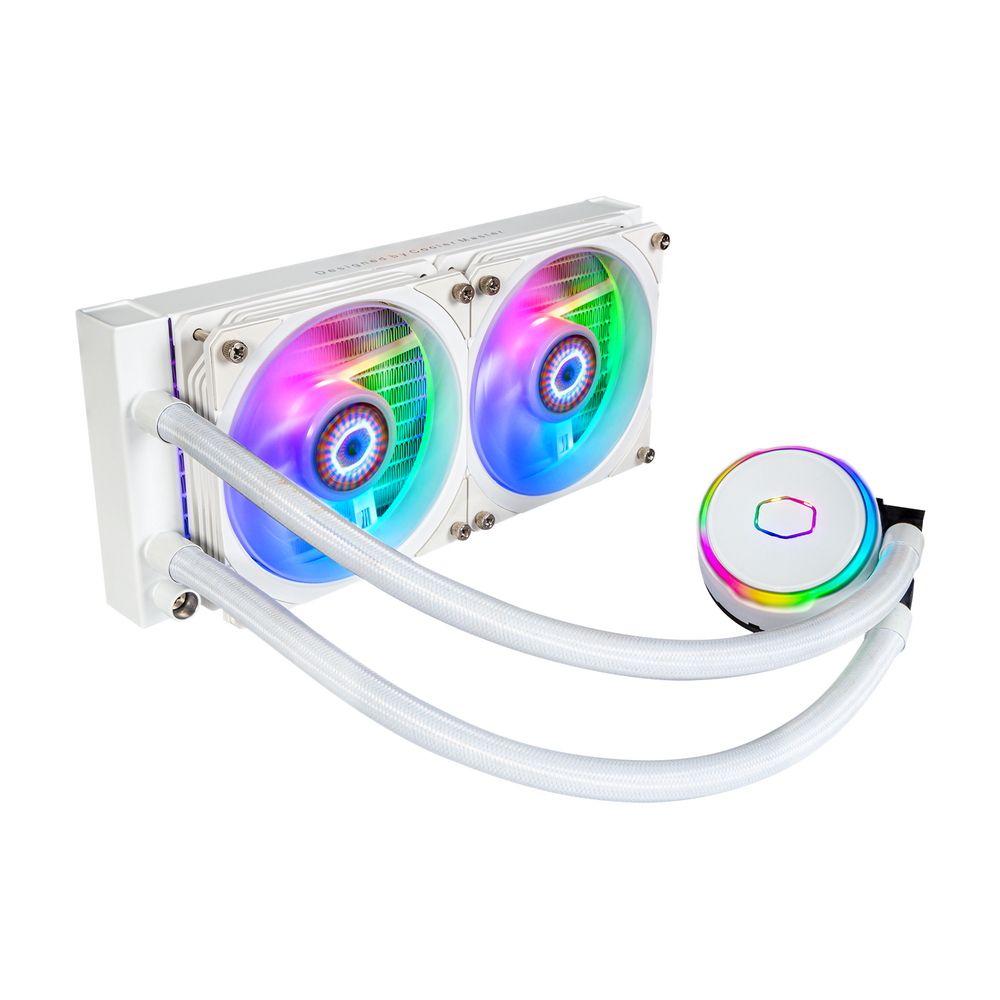 Жидкостная система охлаждения Cooler Master PL240 Flux WHITE, LGA1700 |MLY-D24M-A23PZ-RW| PL240 Flux WHITE, 240 x 27mm wide radiator, 120mm ARGB Gen2 fan*2, Pump ARGB Gen 2 LED, LGA1700