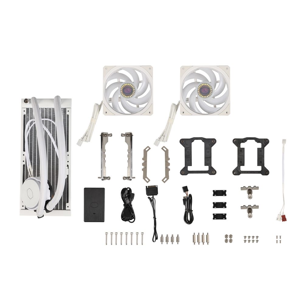 Жидкостная система охлаждения Cooler Master PL240 Flux WHITE, LGA1700 |MLY-D24M-A23PZ-RW| PL240 Flux WHITE, 240 x 27mm wide radiator, 120mm ARGB Gen2 fan*2, Pump ARGB Gen 2 LED, LGA1700