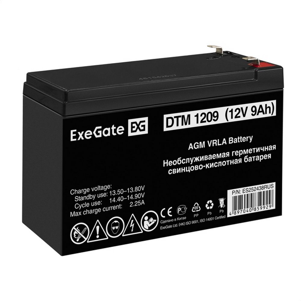 Аккумулятор Exegate Аккумуляторная батарея ExeGate DTM 1209 (12V 9Ah, клеммы F1)