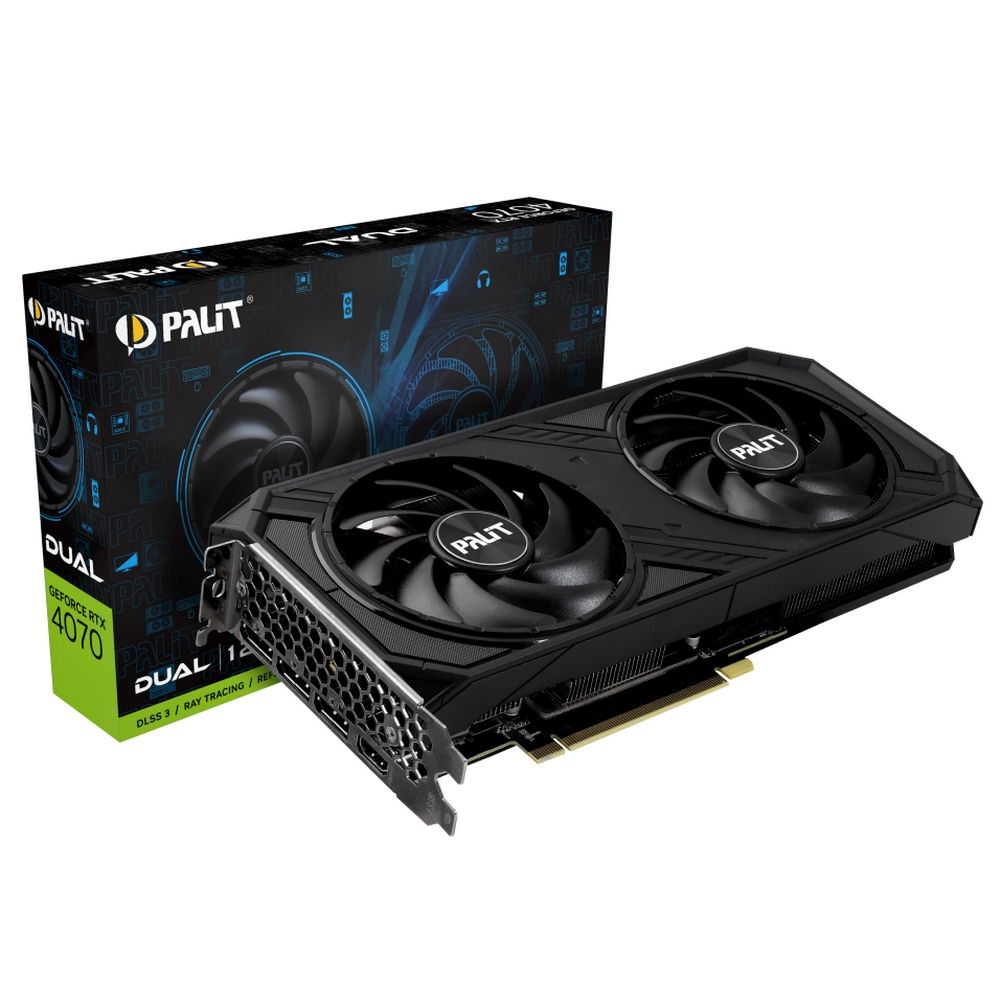 Видеокарта Palit RTX4070 DUAL 12GB GDDR6X 192bit 3-DP HDMI