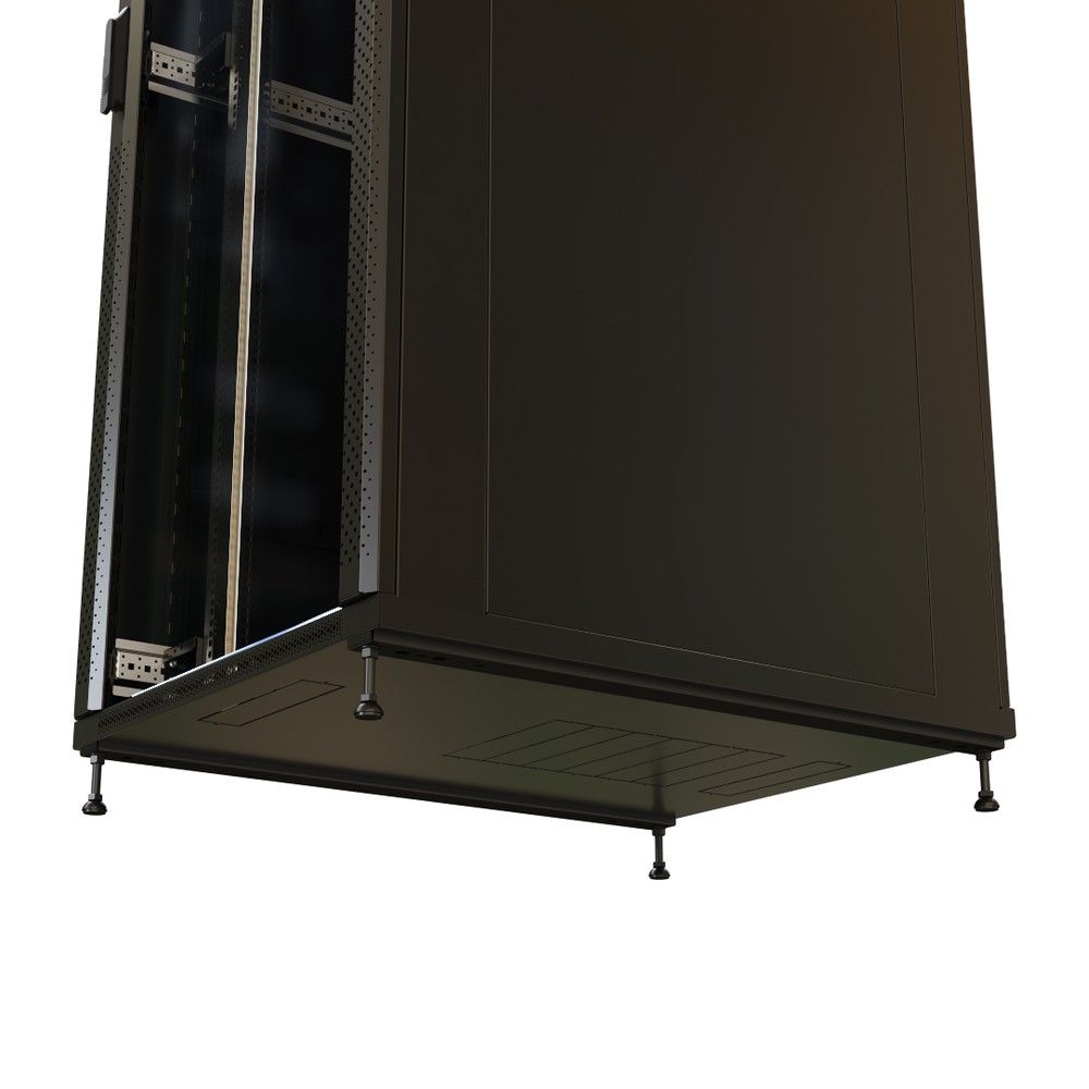 Шкаф Hyperline WRline WR-TT-3282-AS-RAL9004 Шкаф напольный 32U, 1610x800х1200 мм (ВхШхГ), передняя стеклянная дверь со стальными перфорированными боковинами, задняя дверь сплошная, цвет черный (RAL 9004) (разобранный)