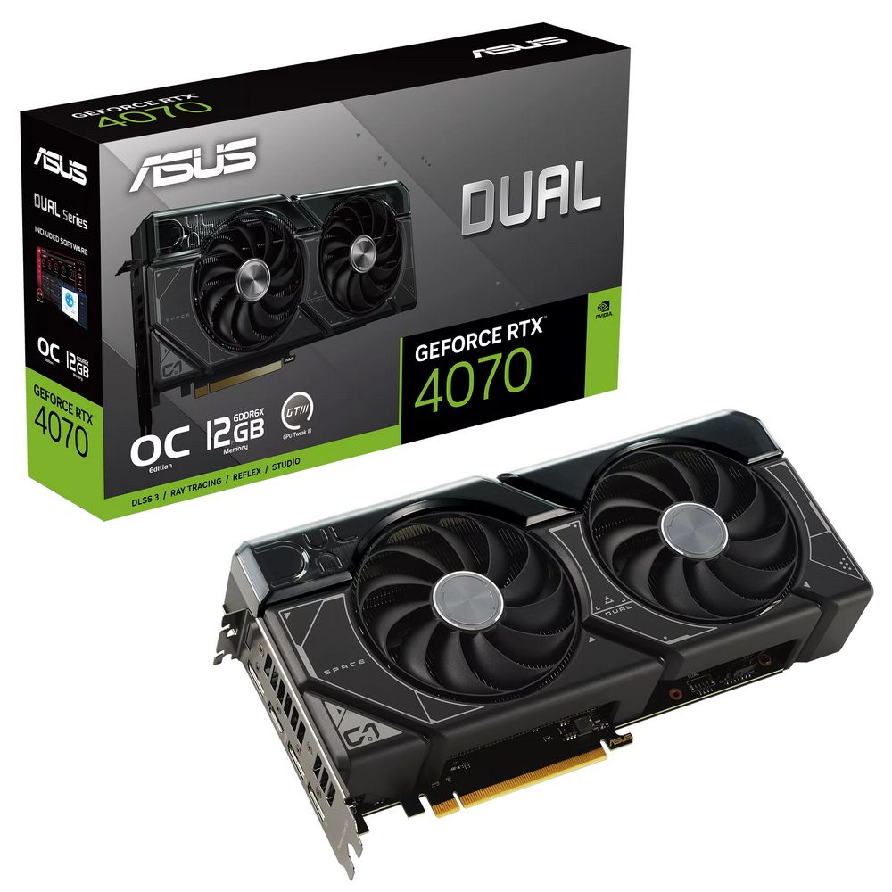 Видеокарта ASUS RTX4070 DUAL OC 12GB GDDR6X 192bit 3xDP HDMI 2FAN RTL [DUAL-RTX4070-O12G]