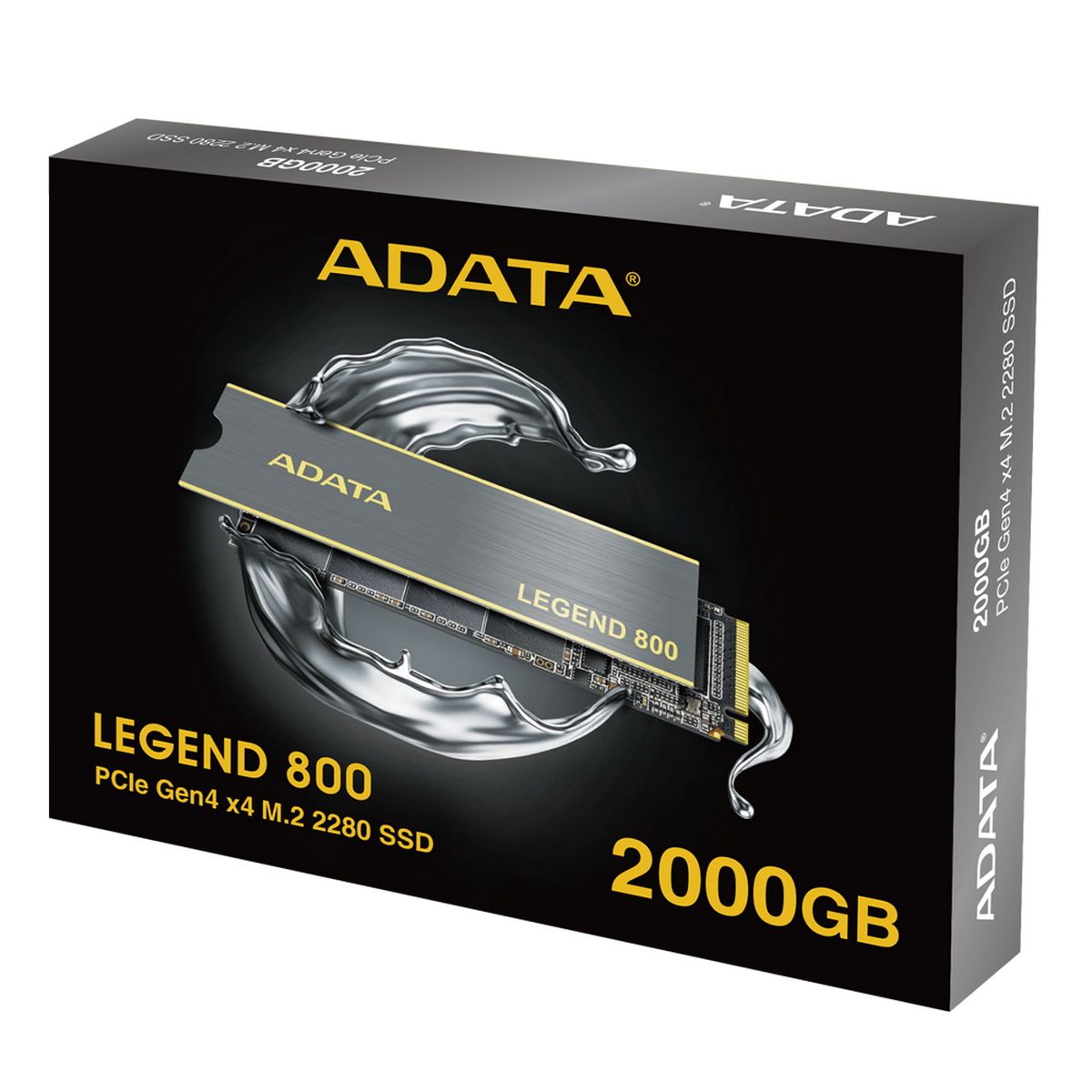 Твердотельный накопитель SSD ADATA LEGEND 800 2TB M.2 2280 ALEG-800-2000GCS PCIe Gen4x4 with NVMe, 3500/2800, MTBF 1.5M, 3D NAND, 1200TBW, Heat Sink, RTL