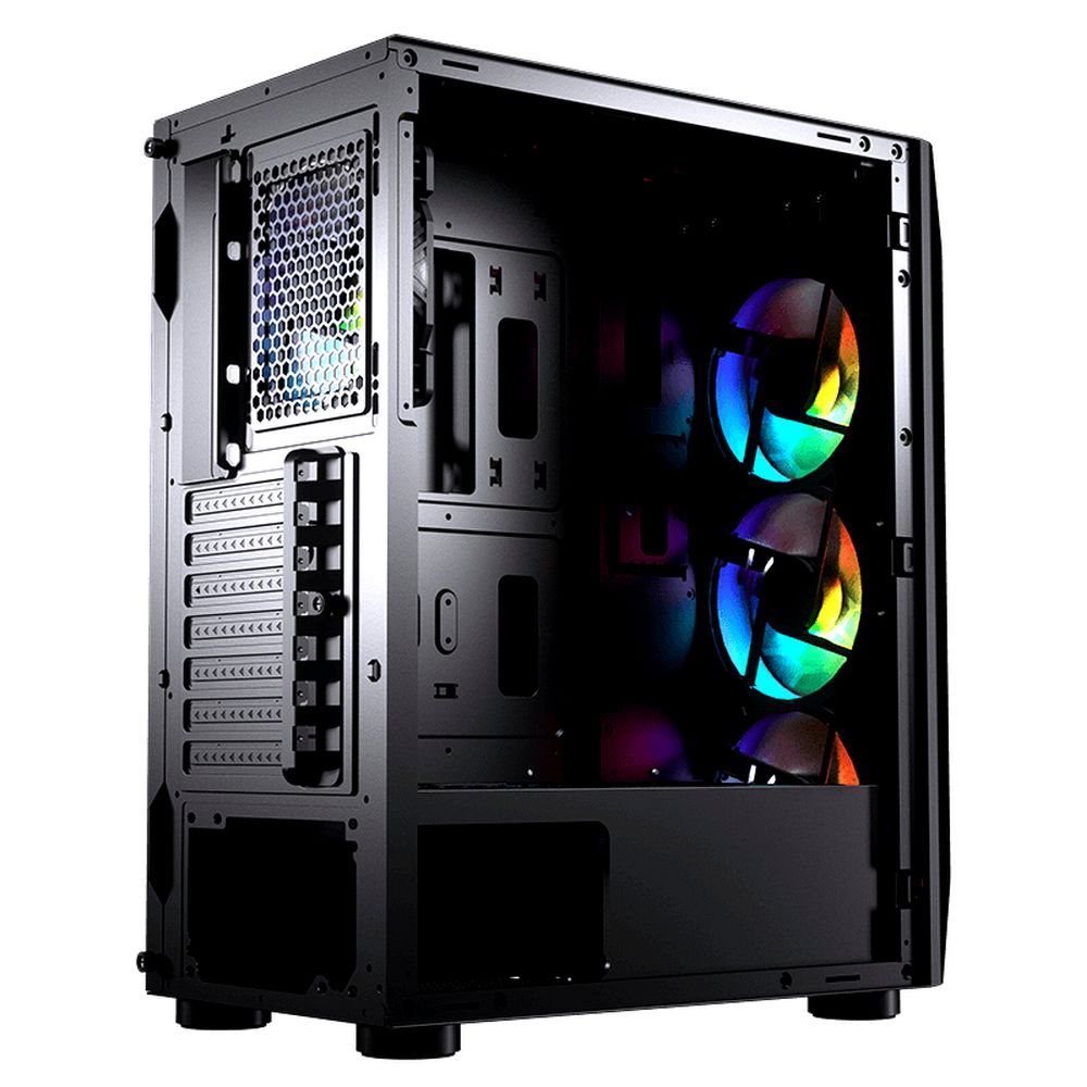 Корпус Cougar MX410 Mesh-G RGB, 4x 120mm ARGB fan + HUB, без БП, боковое окно, чёрный, ATX