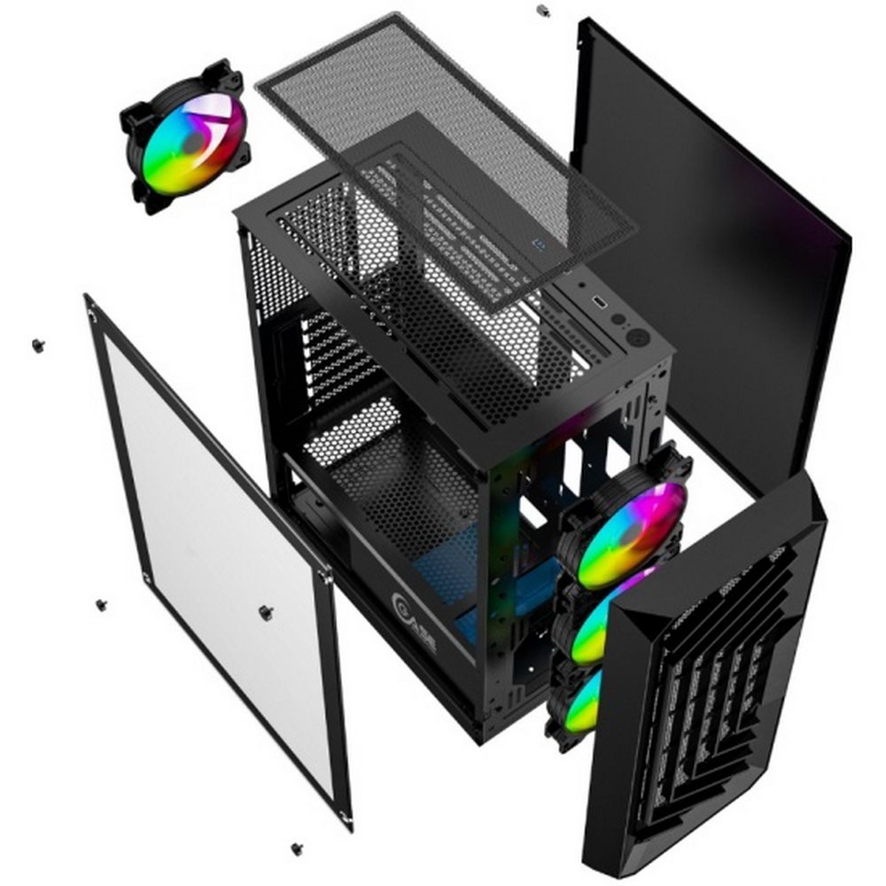 Корпус Powercase Mistral C4B, Tempered Glass, 4x 120mm 5-color fan, чёрный, ATX (CMICB-L4)