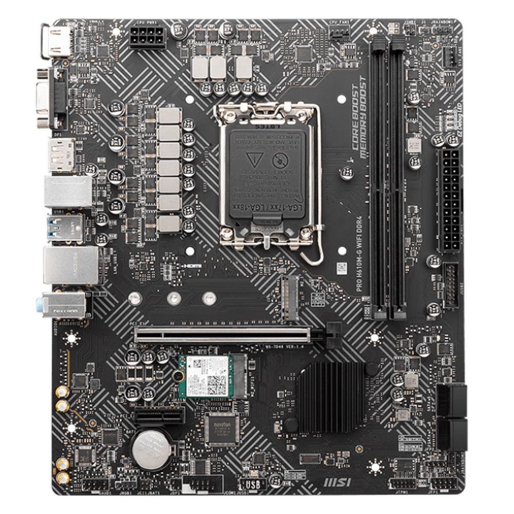 Материнская плата MSI PRO H610M-G WIFI DDR4 H610, LGA1700, 2*DDR4, 1*PCIEx16, 1*PCIEx1, 1*M.2, 4*USB3.2Gen1, 6*USB2.0, 4*SATA3.0, 1G, VGA, DP, HDMI, M-ATX, RTL