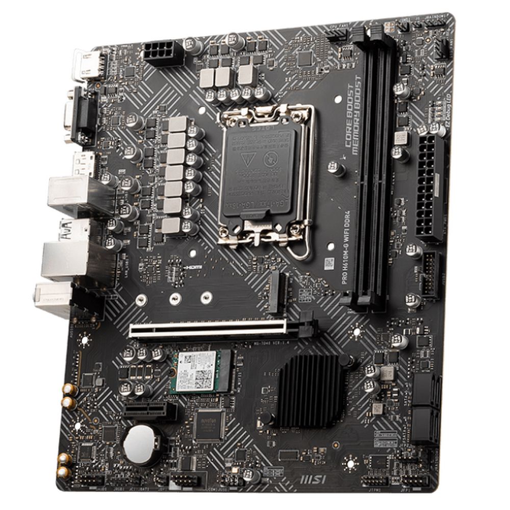 Материнская плата MSI PRO H610M-G WIFI DDR4 H610, LGA1700, 2*DDR4, 1*PCIEx16, 1*PCIEx1, 1*M.2, 4*USB3.2Gen1, 6*USB2.0, 4*SATA3.0, 1G, VGA, DP, HDMI, M-ATX, RTL