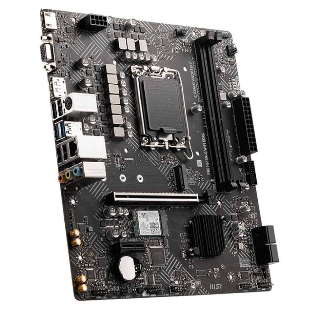 Материнская плата MSI PRO H610M-G WIFI DDR4 H610, LGA1700, 2*DDR4, 1*PCIEx16, 1*PCIEx1, 1*M.2, 4*USB3.2Gen1, 6*USB2.0, 4*SATA3.0, 1G, VGA, DP, HDMI, M-ATX, RTL