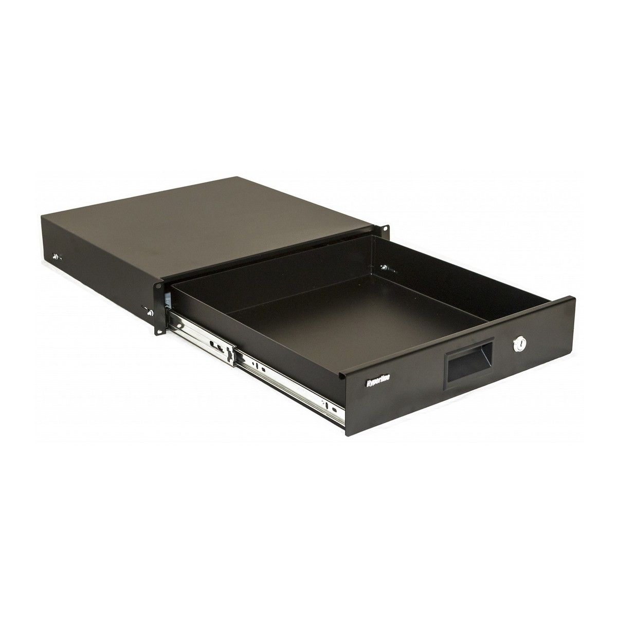 Полка Hyperline TDR3-2U-460-RAL9004 Полка (ящик) для документов с замком, 2U, 88х483х460мм (ВхШхГ), цвет черный (RAL9004)