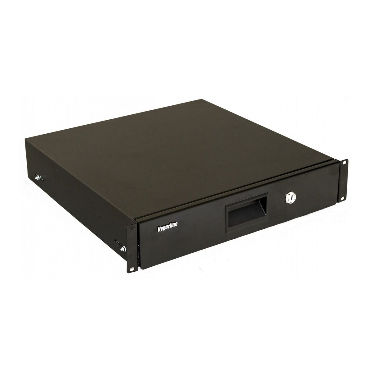 Полка Hyperline TDR3-2U-460-RAL9004 Полка (ящик) для документов с замком, 2U, 88х483х460мм (ВхШхГ), цвет черный (RAL9004)