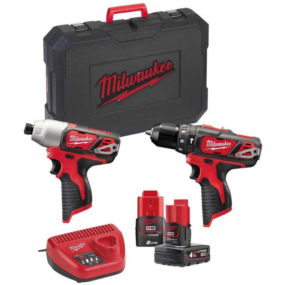 Дрель Milwaukee Набор: аккумуляторные дрель-шуруповер и гайковерт Milwaukee 4933443497 M12 BPP2B-421C