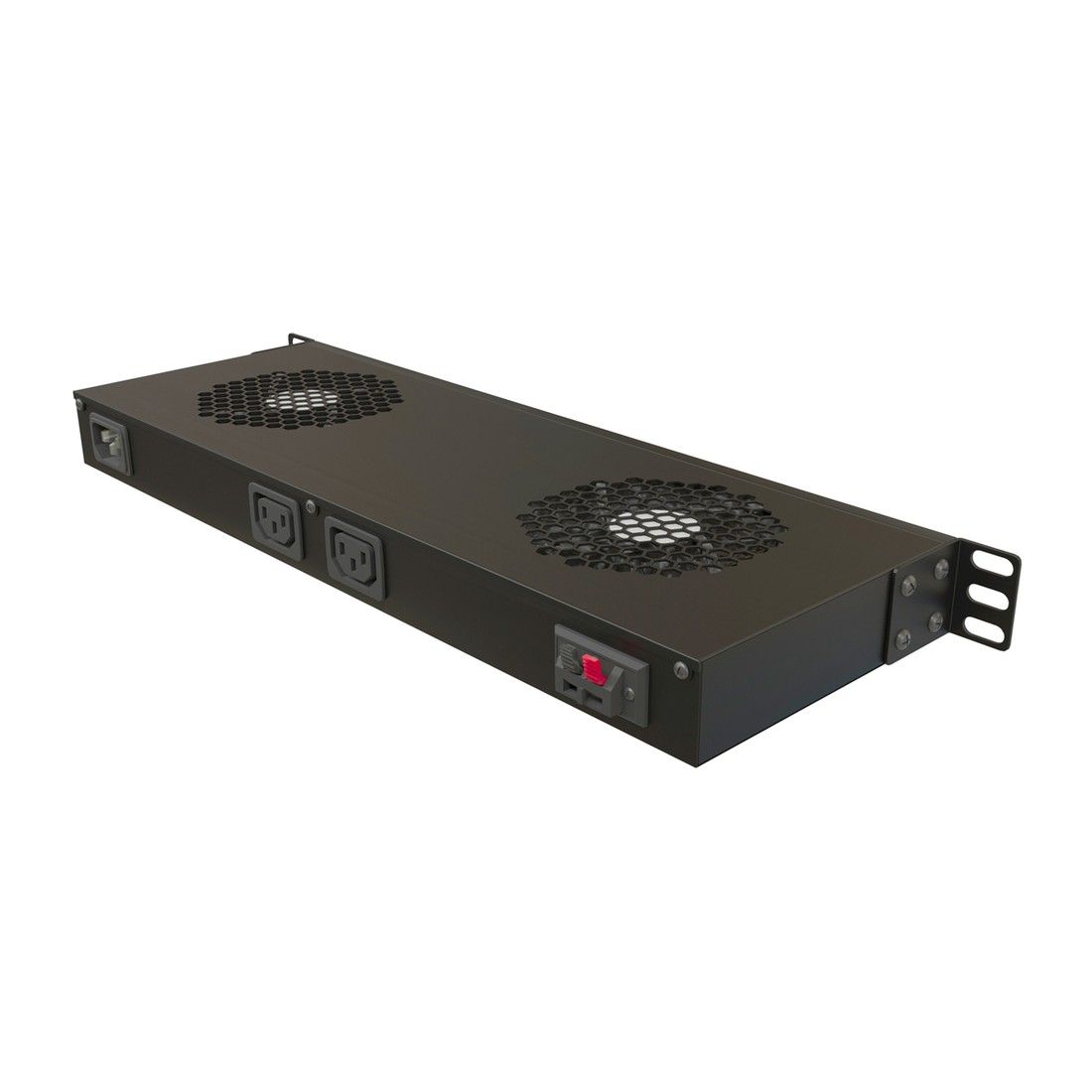 Вентиляторный модуль Hyperline TRFA-WB-MICR-2F-RAL9004 Модуль вентиляторный 19", 1U, глубина 170 мм, с термостатом и 2 вентилятора, номинальная мощность 35,2 Вт, датчик температуры с кабелем, кабель питания C13-Schuko 1.8 м, цвет черный (RAL 9004)