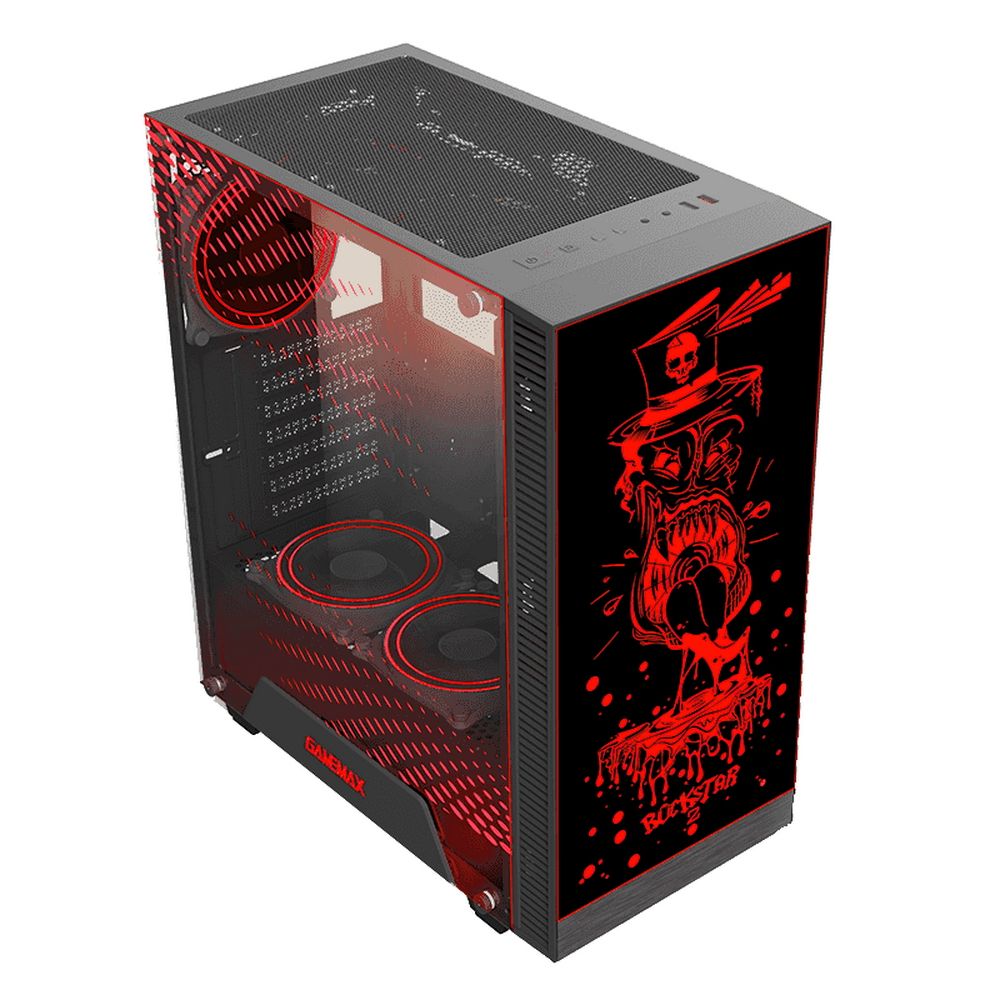 Корпус FragMachine RockStar 2 ATX case, black, w/o PSU, w/1xUSB3.0+1xUSB2.0, w/3x12cm ARGB front fan (GMX-12-DBB fan), w/1x12cm ARGB rear fan (GMX-12-DBB fan)