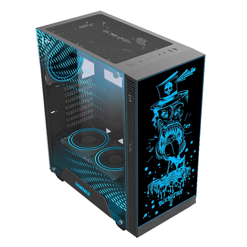 Корпус FragMachine RockStar 2 ATX case, black, w/o PSU, w/1xUSB3.0+1xUSB2.0, w/3x12cm ARGB front fan (GMX-12-DBB fan), w/1x12cm ARGB rear fan (GMX-12-DBB fan)