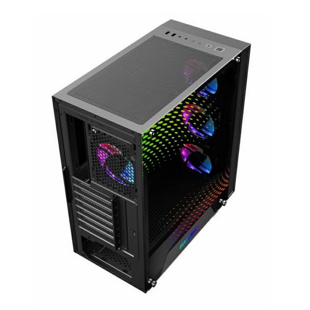 Корпус FragMachine RockStar 2 ATX case, black, w/o PSU, w/1xUSB3.0+1xUSB2.0, w/3x12cm ARGB front fan (GMX-12-DBB fan), w/1x12cm ARGB rear fan (GMX-12-DBB fan)