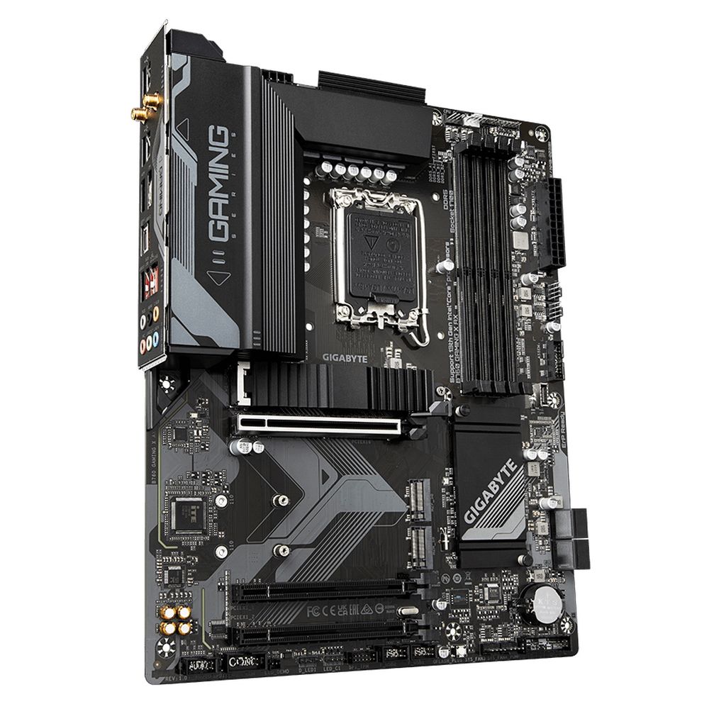 Материнская плата Gigabyte B760 GAMING X AX, Socket 1700, Intel®B760, 4xDDR5-4800, HDMI+DP, 3xPCI-Ex16, 4xSATA3(RAID 0/1/5/10), 3xM.2, 8Ch Audio, 2.5GLan, WiFi, (4+4)xUSB2.0, (3+2)xUSB3.2, (1+1)xUSB3.2 Type-C™, ATX, RTL