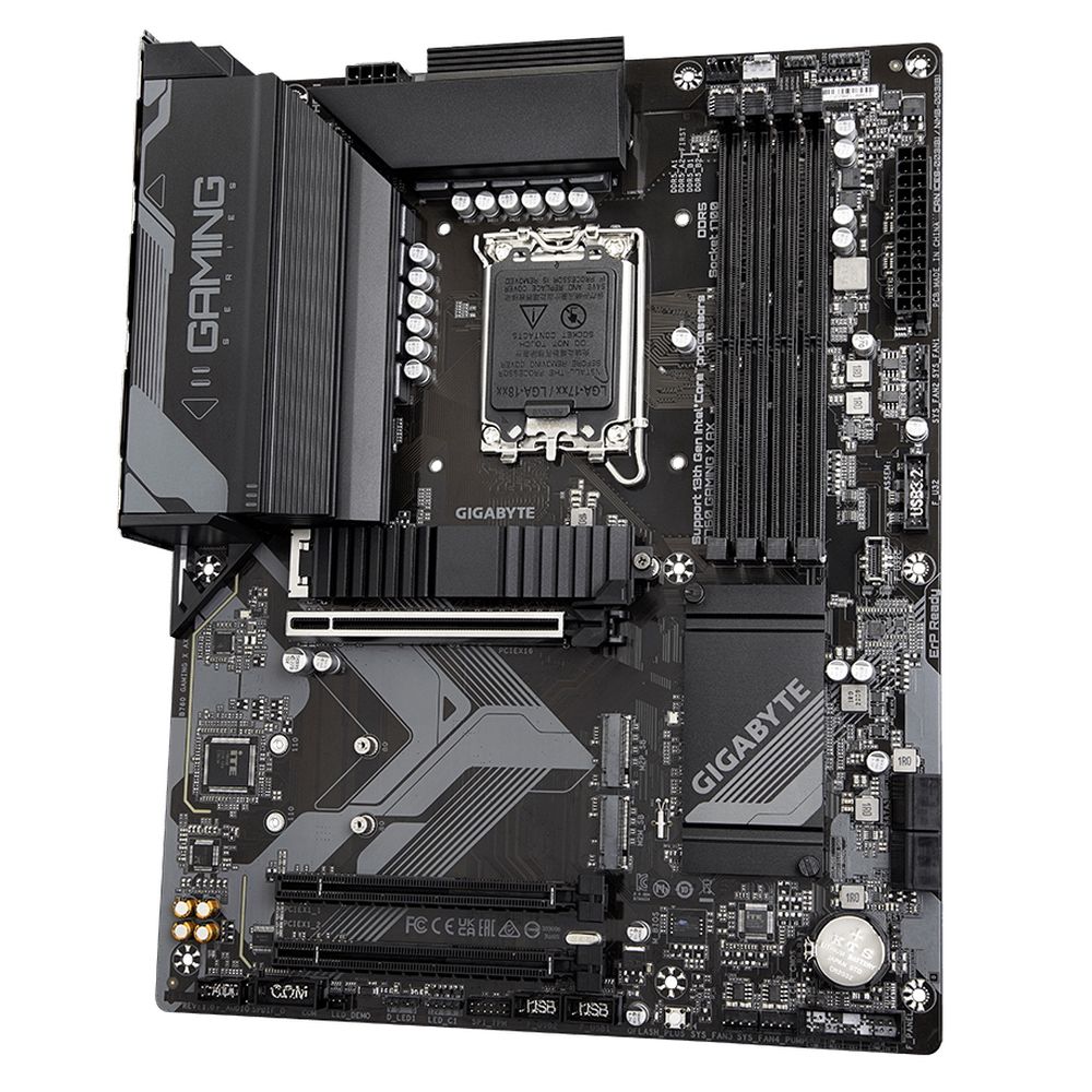 Материнская плата Gigabyte B760 GAMING X AX, Socket 1700, Intel®B760, 4xDDR5-4800, HDMI+DP, 3xPCI-Ex16, 4xSATA3(RAID 0/1/5/10), 3xM.2, 8Ch Audio, 2.5GLan, WiFi, (4+4)xUSB2.0, (3+2)xUSB3.2, (1+1)xUSB3.2 Type-C™, ATX, RTL