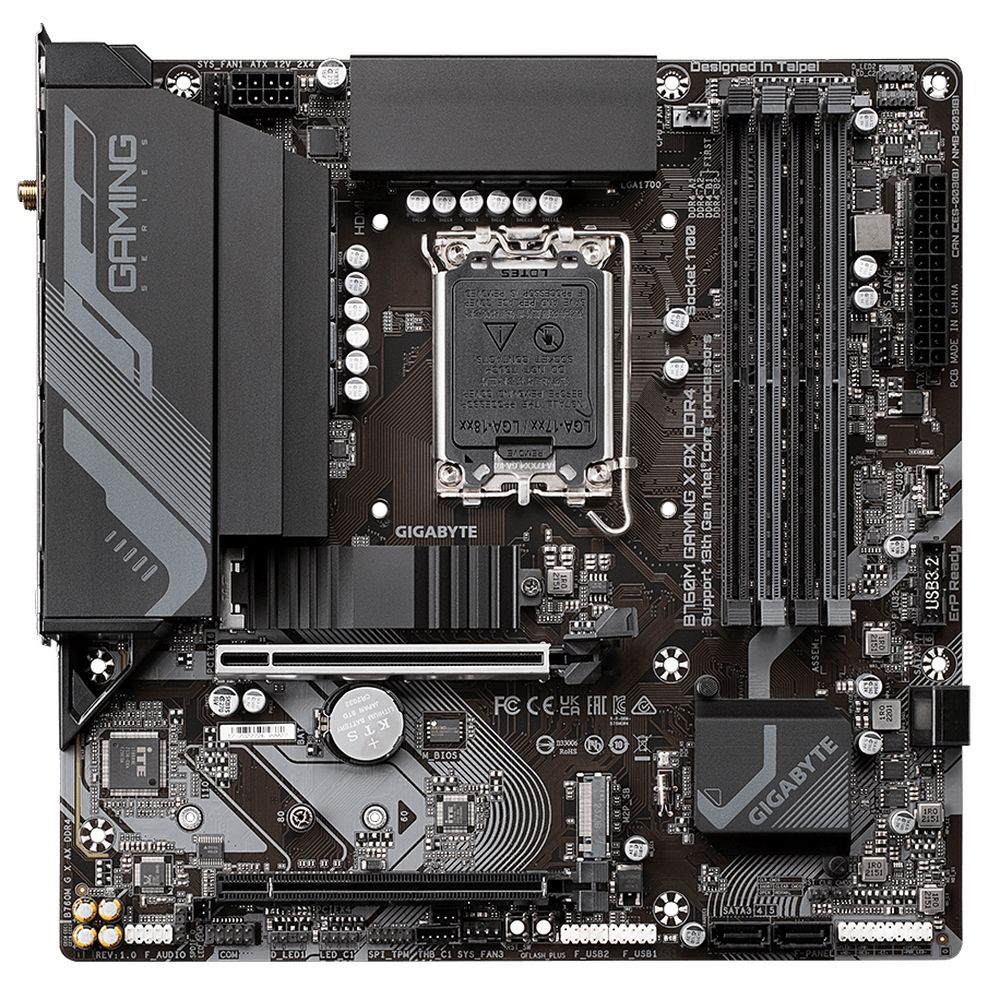 Материнская плата Gigabyte B760M GAMING X AX DDR4, Socket 1700, Intel®B760, 4xDDR4-3200, HDMI+DP, 2xPCI-Ex16, 4xSATA3(RAID 0/1/5/10), 2xM.2, 8Ch Audio, 2.5GbLan, (4+4)xUSB2.0, (4+2)xUSB3.2, (0+1)xUSB3.2 Type-C™, mATX, RTL