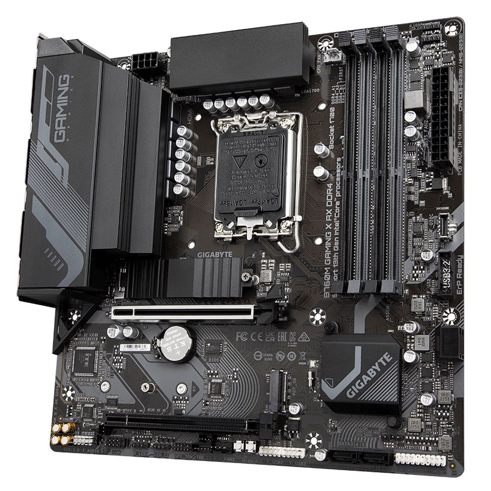 Материнская плата Gigabyte B760M GAMING X AX DDR4, Socket 1700, Intel®B760, 4xDDR4-3200, HDMI+DP, 2xPCI-Ex16, 4xSATA3(RAID 0/1/5/10), 2xM.2, 8Ch Audio, 2.5GbLan, (4+4)xUSB2.0, (4+2)xUSB3.2, (0+1)xUSB3.2 Type-C™, mATX, RTL