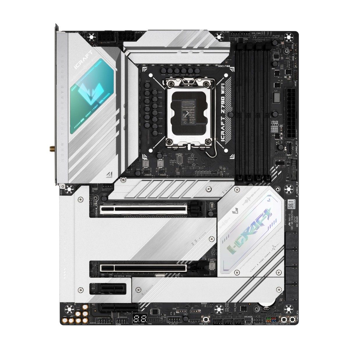 Материнская плата Maxsun MS-iCraft Z790 WIFI Z790, LGA1700, 4*DDR5, 1*PCIEx16, 2*PCIEx4, 1*PCIEx1, 4*M.2, 2*TypeC, 6*USB3.2Gen1, 7*USB2.0, 4*SATA3.0, 2*2.5G, DP, HDMI, ATX, RTL