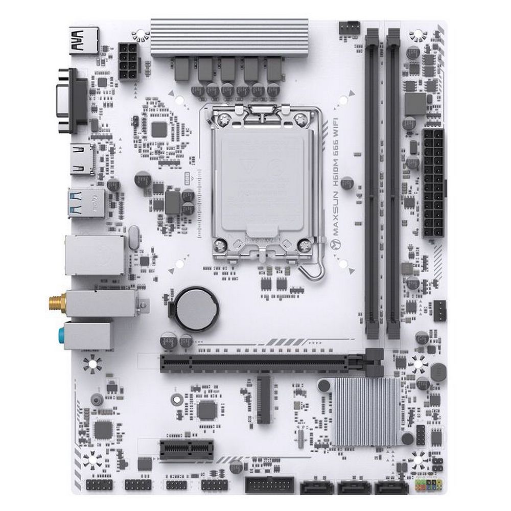 Материнская плата Maxsun MS-H610M 666 WIFI6 H610, LGA1700, 2*DDR4, 1*PCIEx16, 1*PCIEx1, 1*M.2, 4*USB3.2Gen1, 5*USB2.0, 3*SATA3.0, 1G, VGA, HDMI, M-ATX, RTL