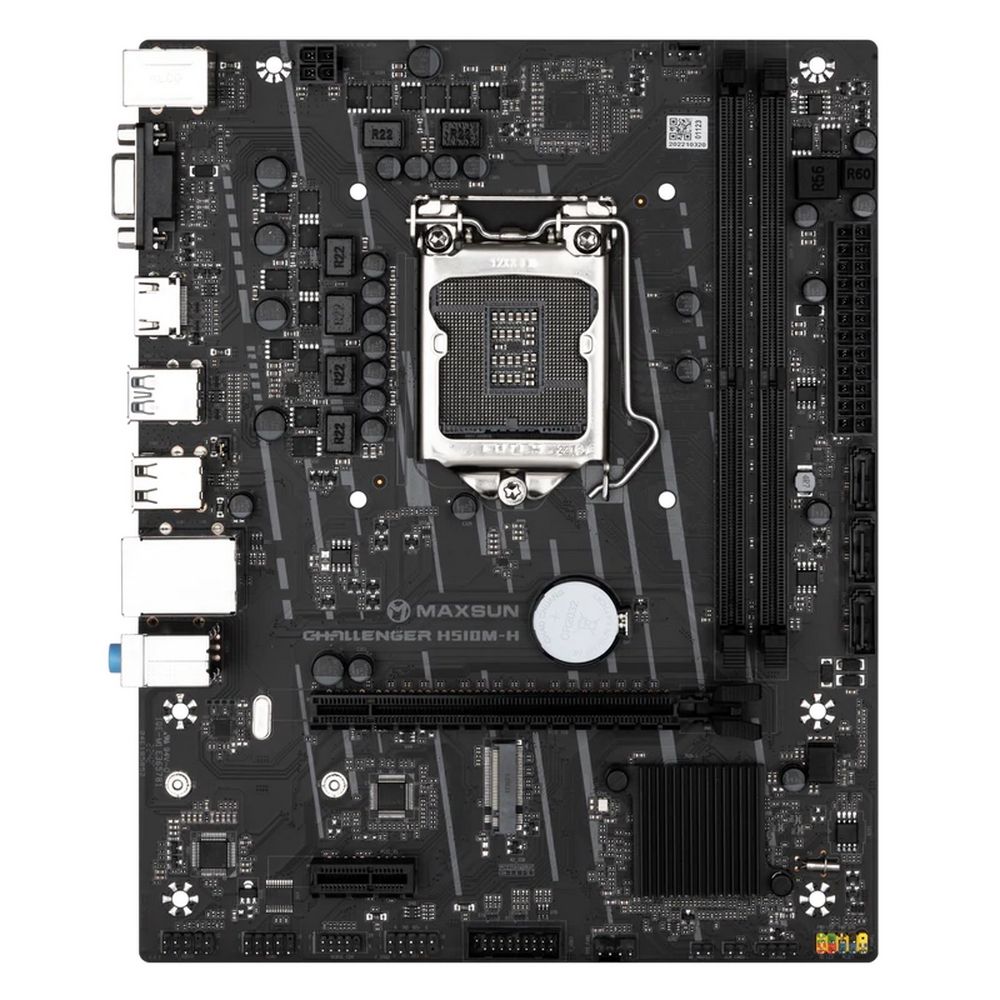 Материнская плата Maxsun MS-Challenger H510M-H H470, LGA1200, 2*DDR4, 1*PCIEx16, 1*PCIEx1, 1*M.2, 4*USB3.2Gen1, 6*USB2.0, 3*SATA3.0, 1G, VGA, HDMI, M-ATX, RTL