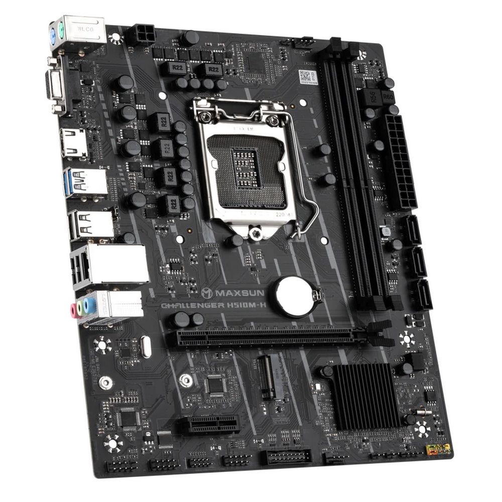 Материнская плата Maxsun MS-Challenger H510M-H H470, LGA1200, 2*DDR4, 1*PCIEx16, 1*PCIEx1, 1*M.2, 4*USB3.2Gen1, 6*USB2.0, 3*SATA3.0, 1G, VGA, HDMI, M-ATX, RTL