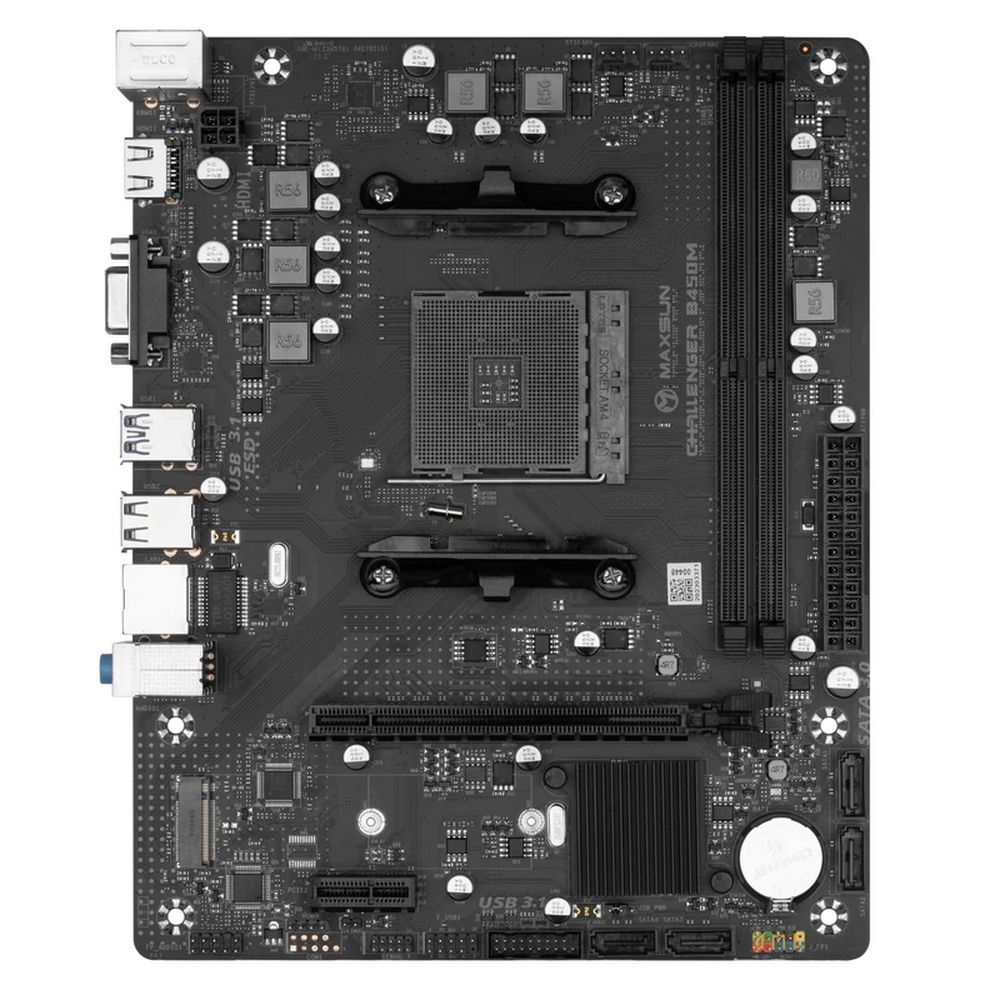 Материнская плата Maxsun MS-Challenger B450M B450, AM4, 2*DDR4, 1*PCIEx16, 1*PCIEx1, 1*M.2, 4*USB3.2Gen1, 4*USB2.0, 4*SATA3.0, 1G, VGA, HDMI, M-ATX, RTL