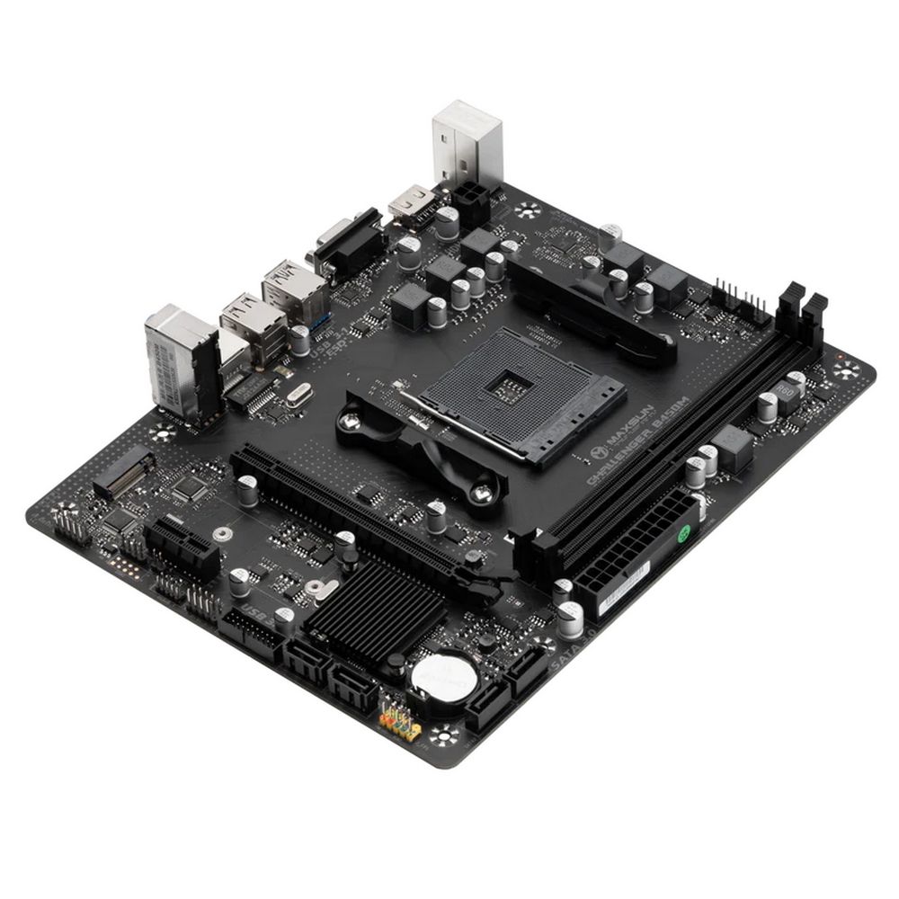 Материнская плата Maxsun MS-Challenger B450M B450, AM4, 2*DDR4, 1*PCIEx16, 1*PCIEx1, 1*M.2, 4*USB3.2Gen1, 4*USB2.0, 4*SATA3.0, 1G, VGA, HDMI, M-ATX, RTL
