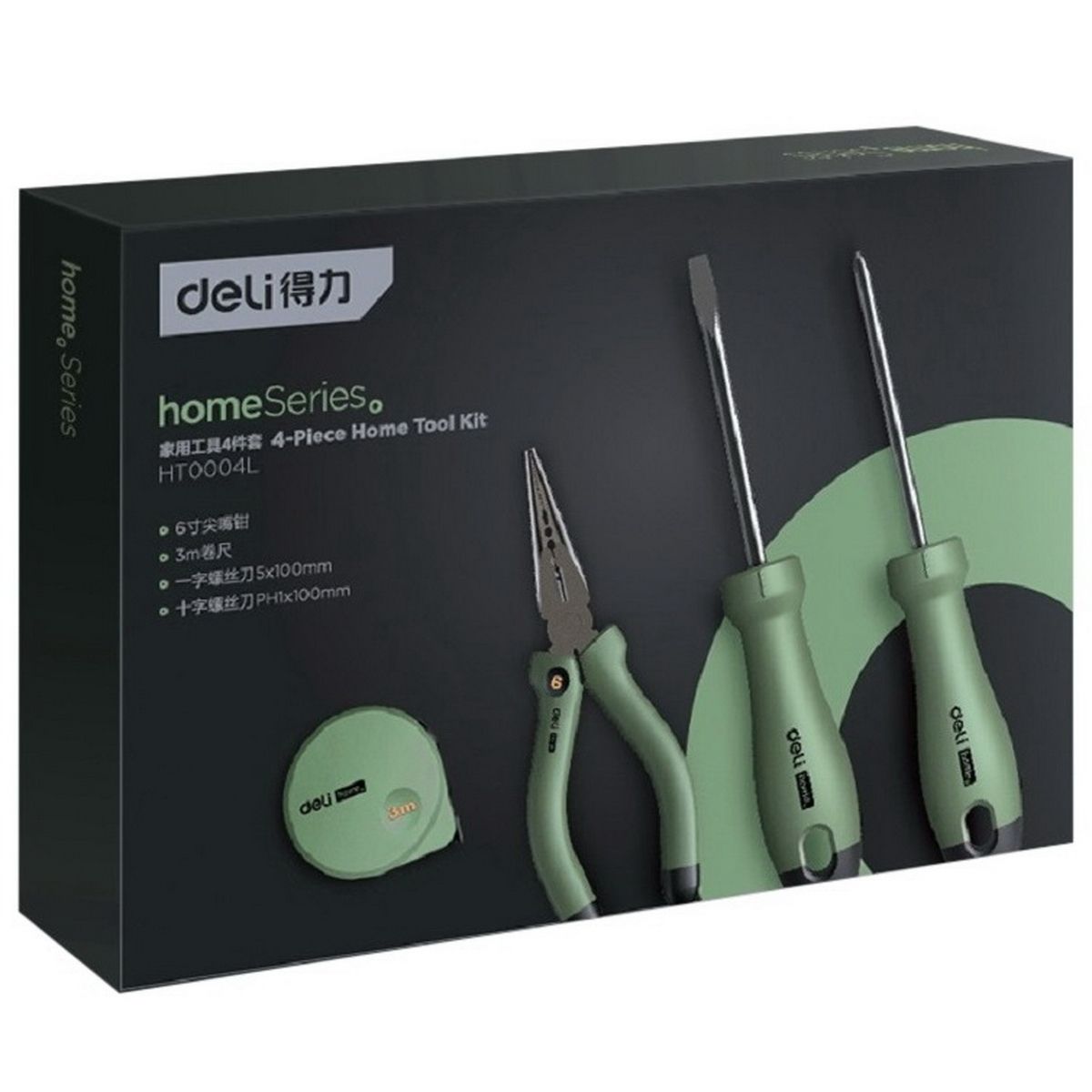 Набор ручного инструмента Deli "Home Series Green" Deli HT0004L 4 предмета