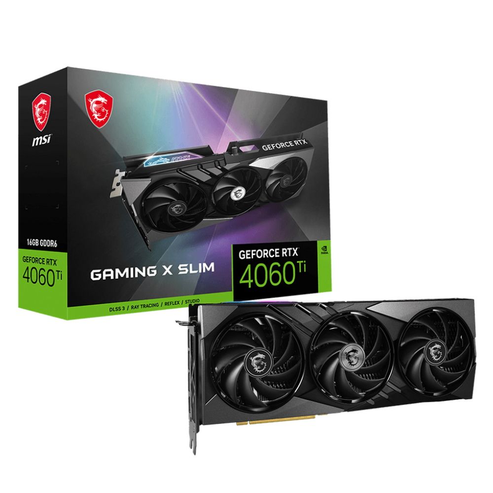Видеокарта MSI RTX4060Ti GAMING X SLIM 16GB GDDR6 128bit 3xDP HDMI 3FAN RTL