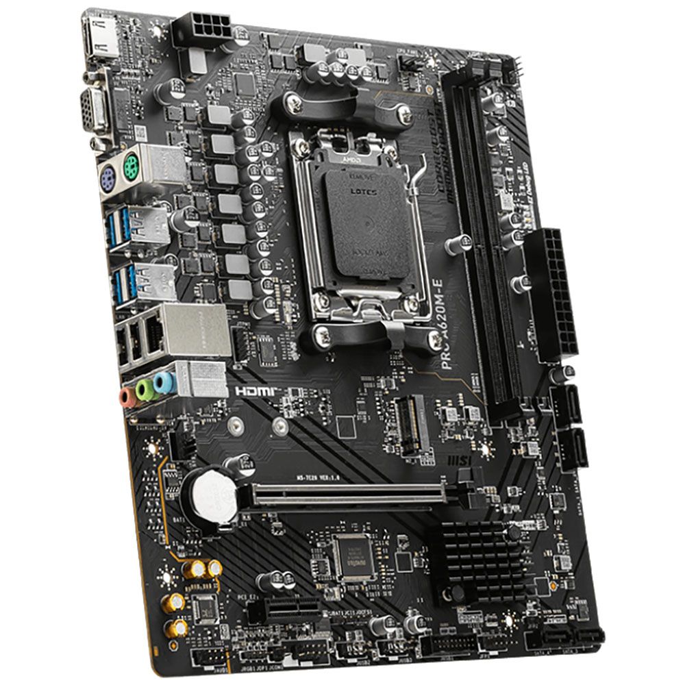 Материнская плата MSI PRO A620M-E A620, AM5, 2*DDR5, 1*PCIEx16, 1*PCIEx1, 1*M.2, 6*USB3.2Gen1, 6*USB2.0, 4*SATA3.0, 1G, VGA, HDMI, M-ATX, RTL