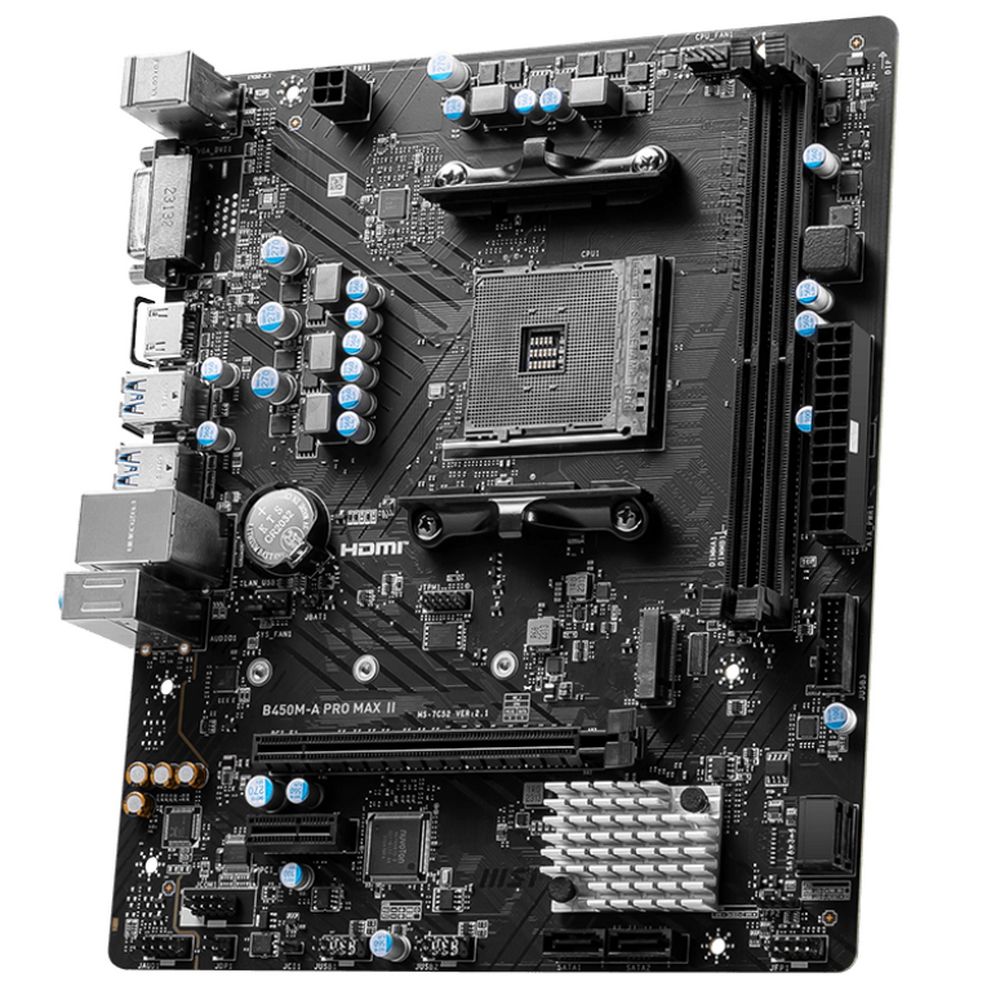 Материнская плата MSI B450M-A PRO MAX II B450, AM4, 2*DDR4, 1*PCIEx16, 1*PCIEx1, 1*M.2, 6*USB3.2Gen1, 6*USB2.0, 4*SATA3.0, 2.5G, DVI, HDMI, M-ATX, RTL