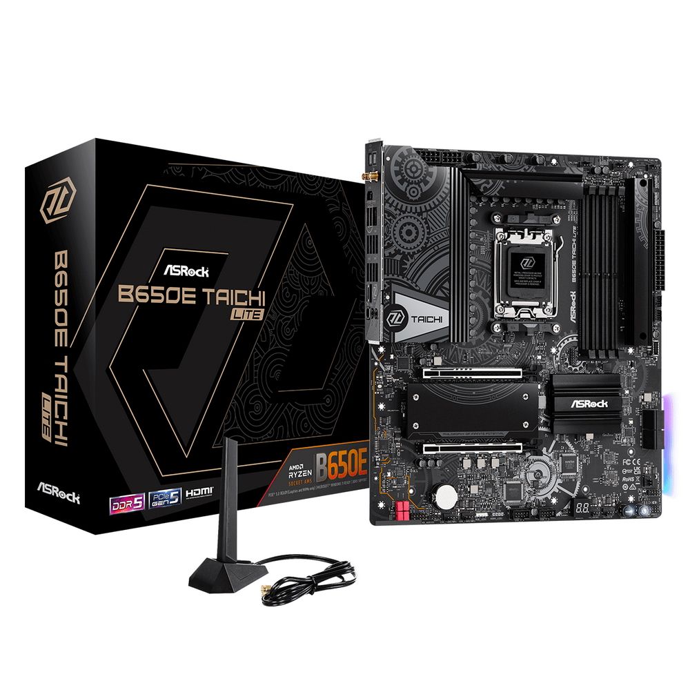 Материнская плата ASRock B650E TAICHI LITE, Socket AM5, AMD B650, 4xDDR5-5200, HDMI, 2xPCI-Ex16, 4xSATA3(RAID 0/1/10), 3xM.2, 6 Ch Audio, 1x2.5GLan, WiFi, (0+4)xUSB2.0, (11+2)xUSB3.2, (1+1)xUSB3.2 Type-C™, ATX, RTL