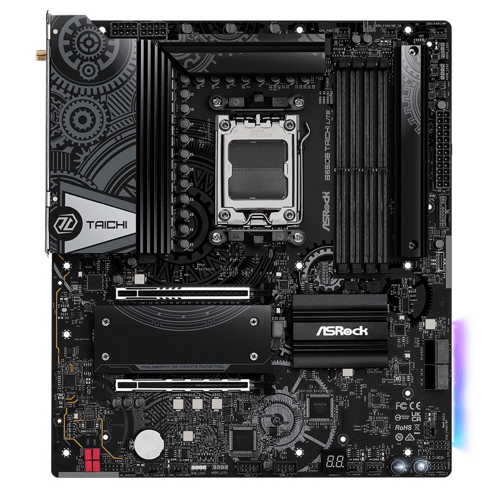 Материнская плата ASRock B650E TAICHI LITE, Socket AM5, AMD B650, 4xDDR5-5200, HDMI, 2xPCI-Ex16, 4xSATA3(RAID 0/1/10), 3xM.2, 6 Ch Audio, 1x2.5GLan, WiFi, (0+4)xUSB2.0, (11+2)xUSB3.2, (1+1)xUSB3.2 Type-C™, ATX, RTL