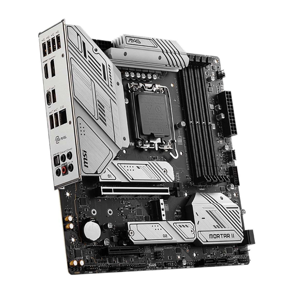 Материнская плата MSI MAG B760M MORTAR II B760, LGA1700, 4*DDR5, 1*PCIEx16, 1*PCIEx4, 3*M.2, 2*TypeC, 3*USB3.2Gen2, 2*USB3.2Gen1, 8*USB2.0, 4*SATA3.0, 2.5G, DP, HDMI, M-ATX, RTL