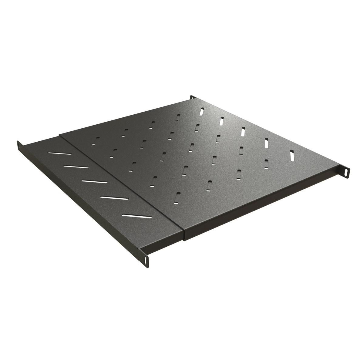 Полка Hyperline TSD3L-0.5U-405/700-RAL9005 Полка c 19'' креплением, раздвижная, 0.5U, с регулируемой глубиной установки от 405 до 700 мм, нагрузка до 60 кг, для установки в шкафы глубиной 600-800 мм, цвет черный