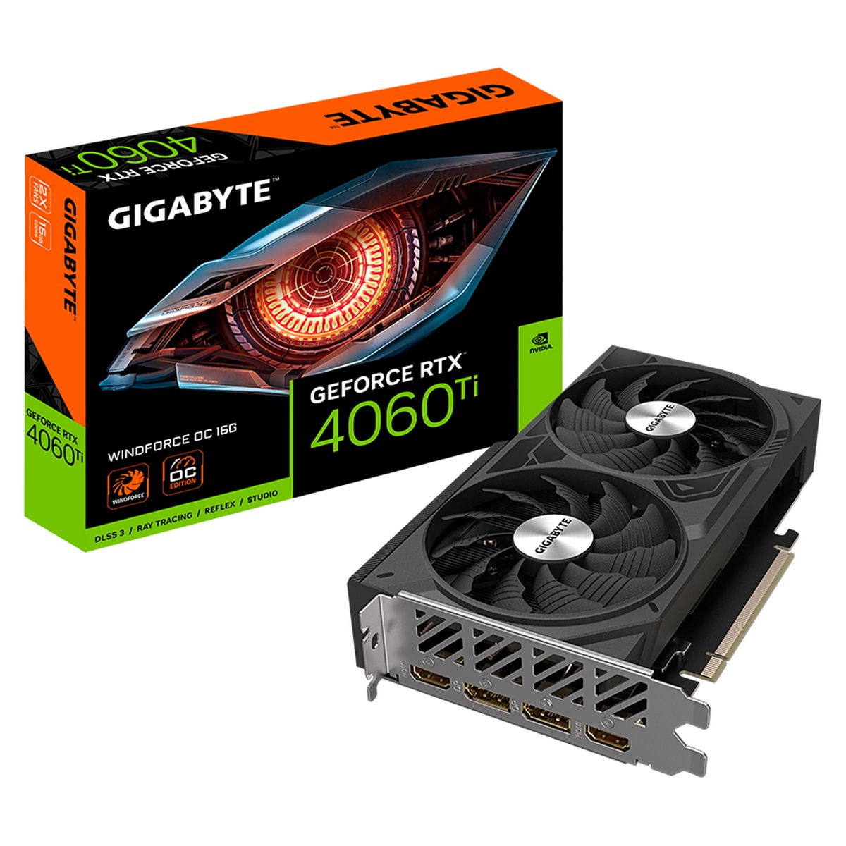 Видеокарта Gigabyte RTX4060Ti WINDFORCE OC 16GB GDDR6 128-bit DPx2 HDMIx2 2FAN RTL